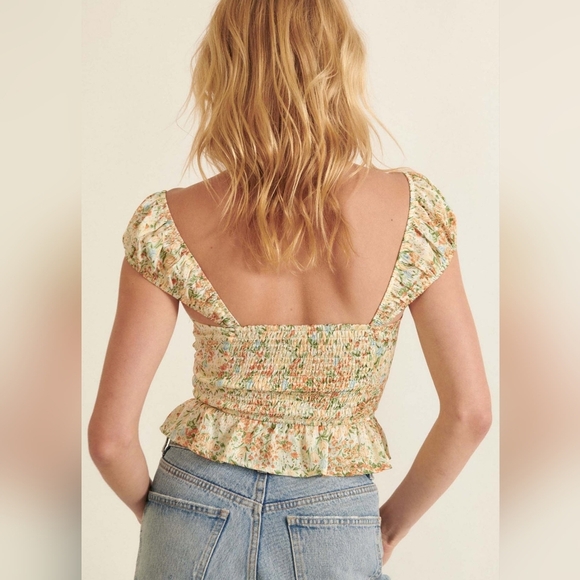 Promesa Meadow Bright Ruffle Floral Crop Top New NWT Yellow Floral Fairycore - Picture 3 of 14